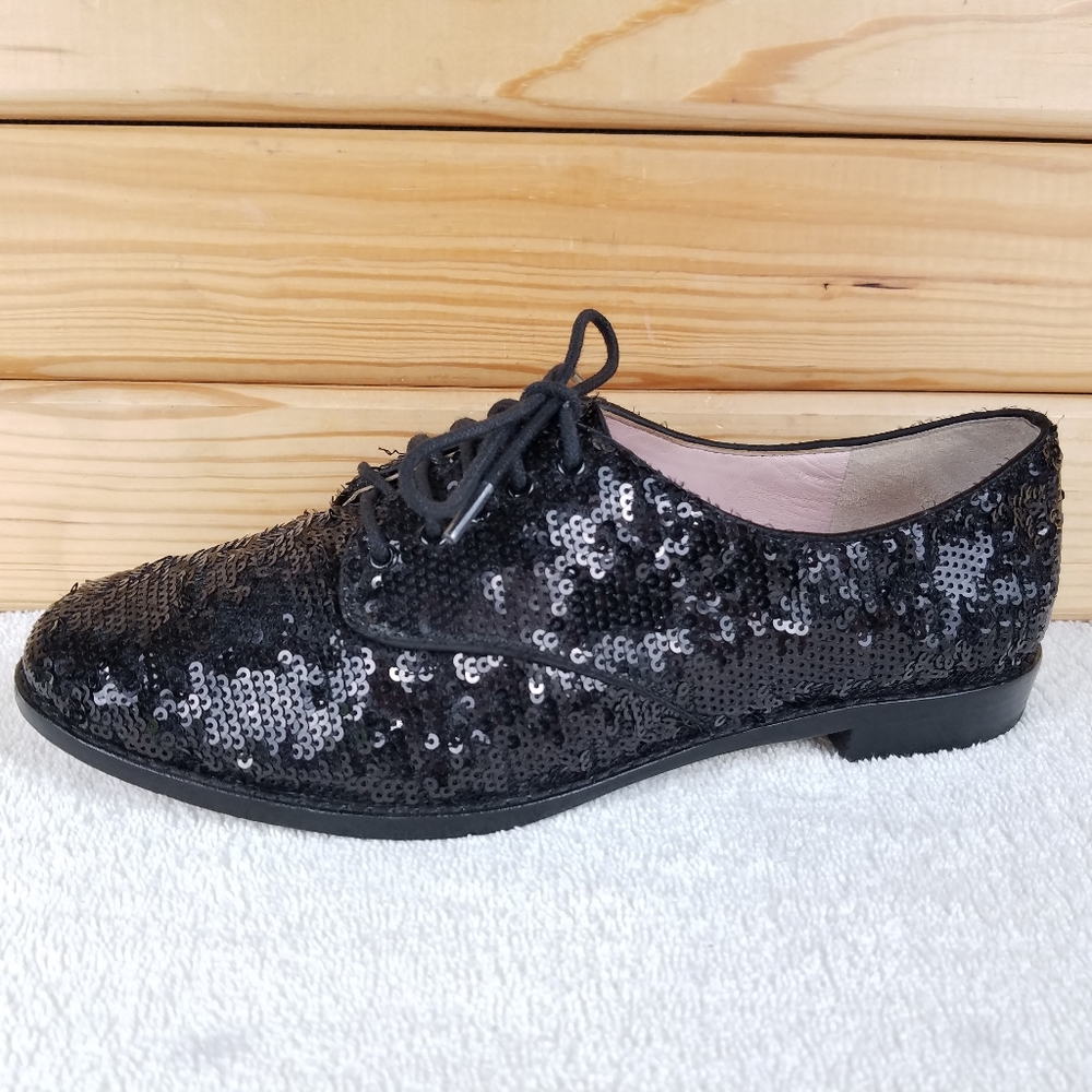 Kate Spade Black Sequin Lace-up Shoe Oxfords